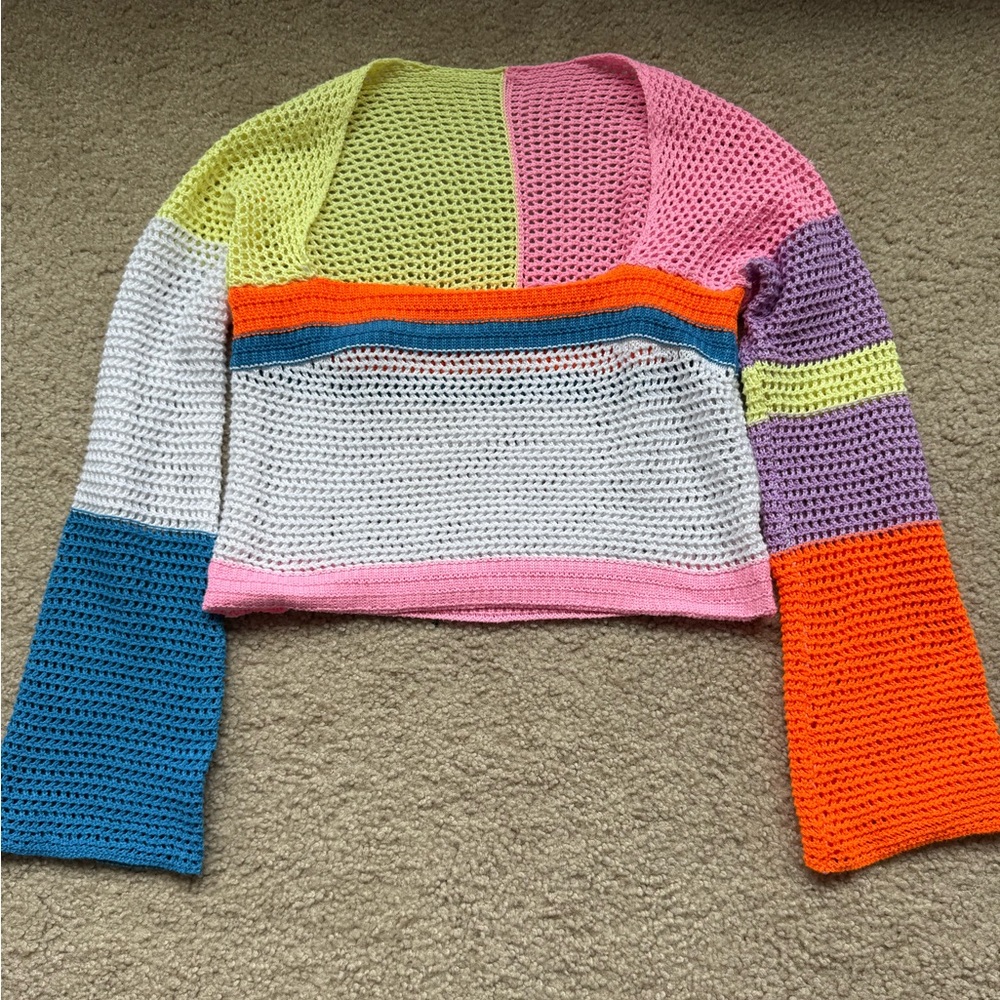 Colorful Patchwork Knit Sweater
